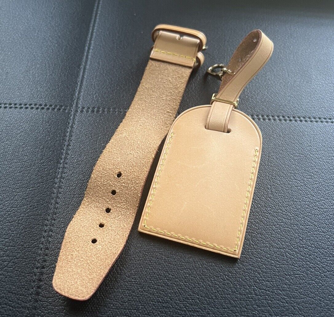 Louis Vuitton Name Tag Natural Vachetta Large w/ Poignet Strap - 1 Set 007