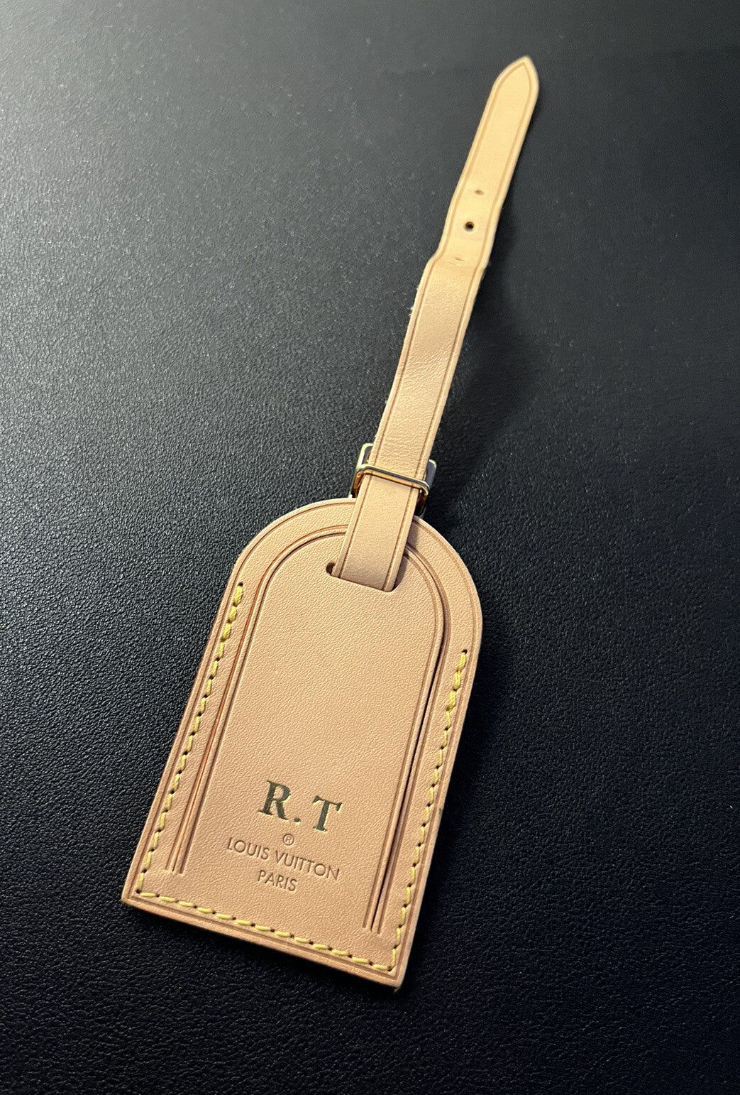 Louis Vuitton Paris ID Name Tag w/ R T Golden Stamp- Natural Vachetta TR Large