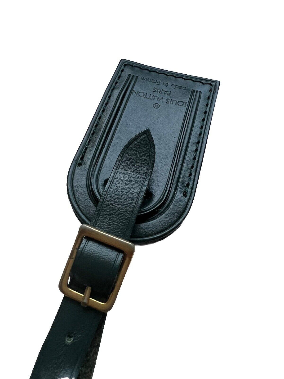 Rare Louis Vuitton Winter Green Leather Name Tag Small Calfskin Goldtone 1