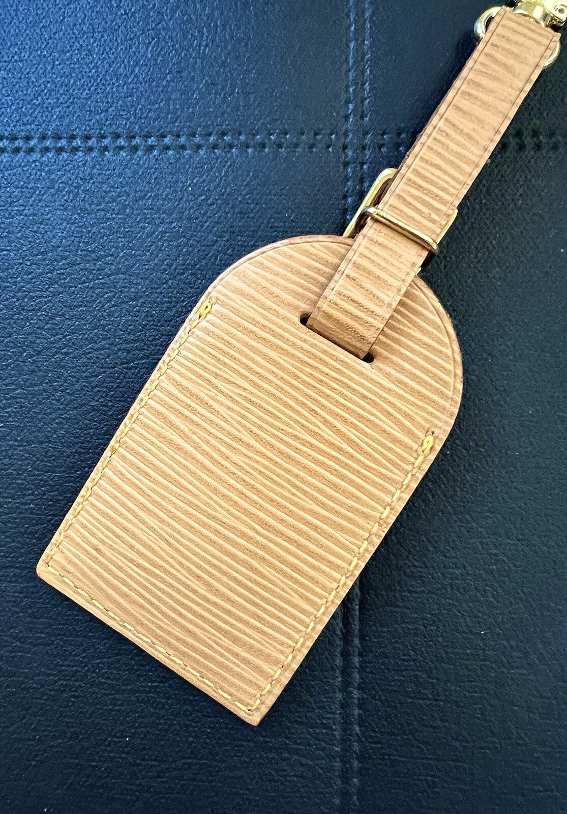 Louis Vuitton Luggage Name Tag Epi Beige Leather Large Pristine