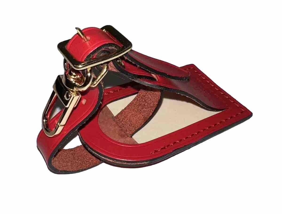Louis Vuitton Red Leather Name Tag Calfskin Goldtone Metal Small ❤️ - 1 Pc