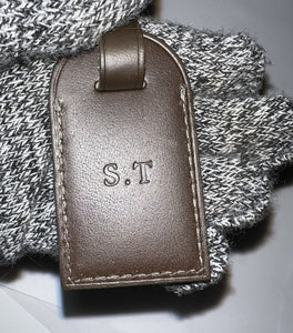 Louis Vuitton ID Name Tag ST Initials Dark Brown Leather TS Goldtone Small