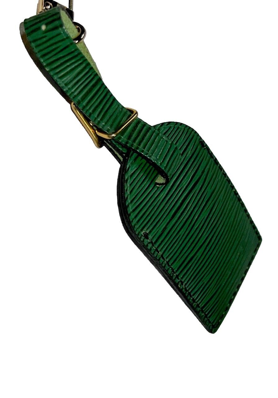 Louis Vuitton Epi Green Name Tag Goldtone France Leather