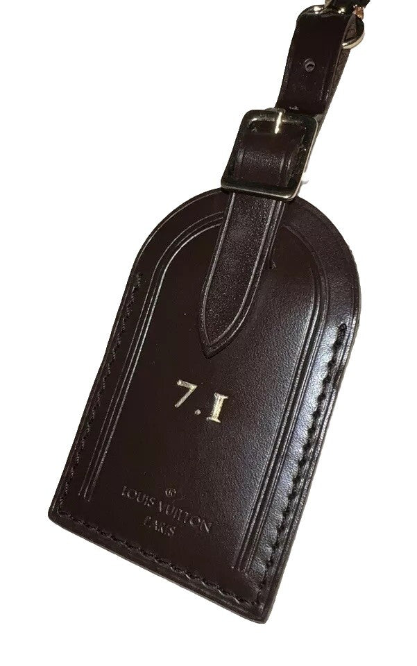 Rare Louis Vuitton # 71 Name Tag Damier Ebene Goldtone UEC