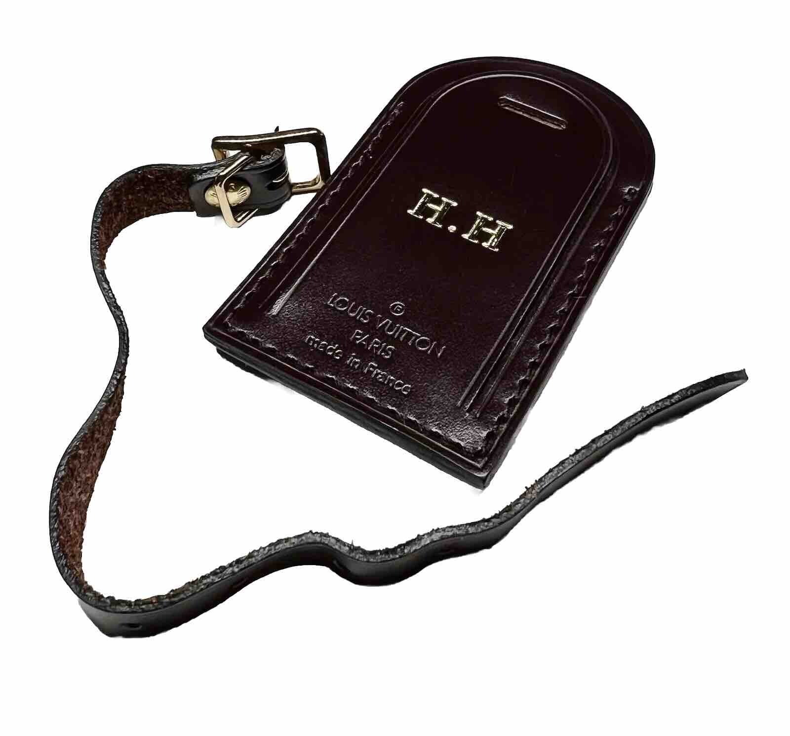 Louis Vuitton Name Tag w/ HH Goldtone Stamped Damier Ebene