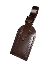 Louis Vuitton Damier Ebene Leather Tag  Small Brown Bag Charm Name Tag France