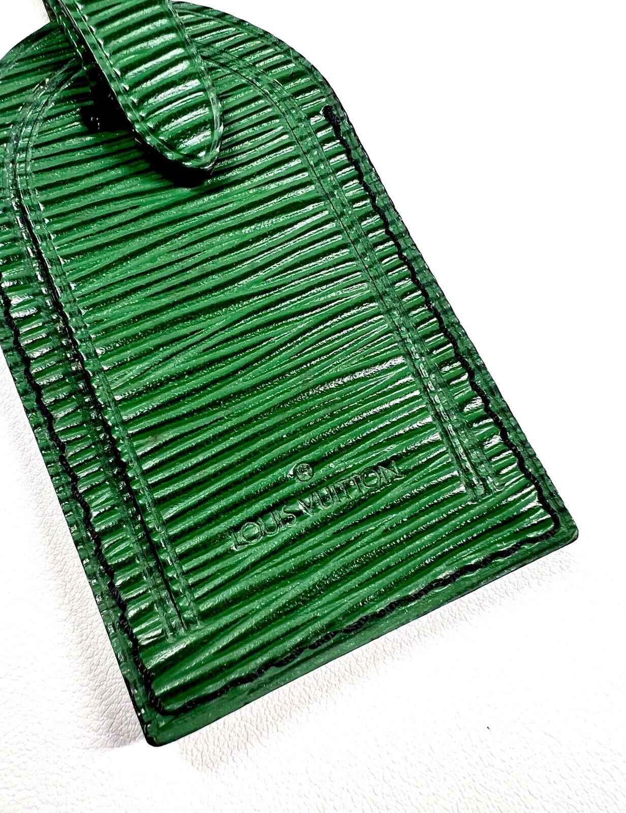 Louis Vuitton Epi Green Name Tag Goldtone France Leather