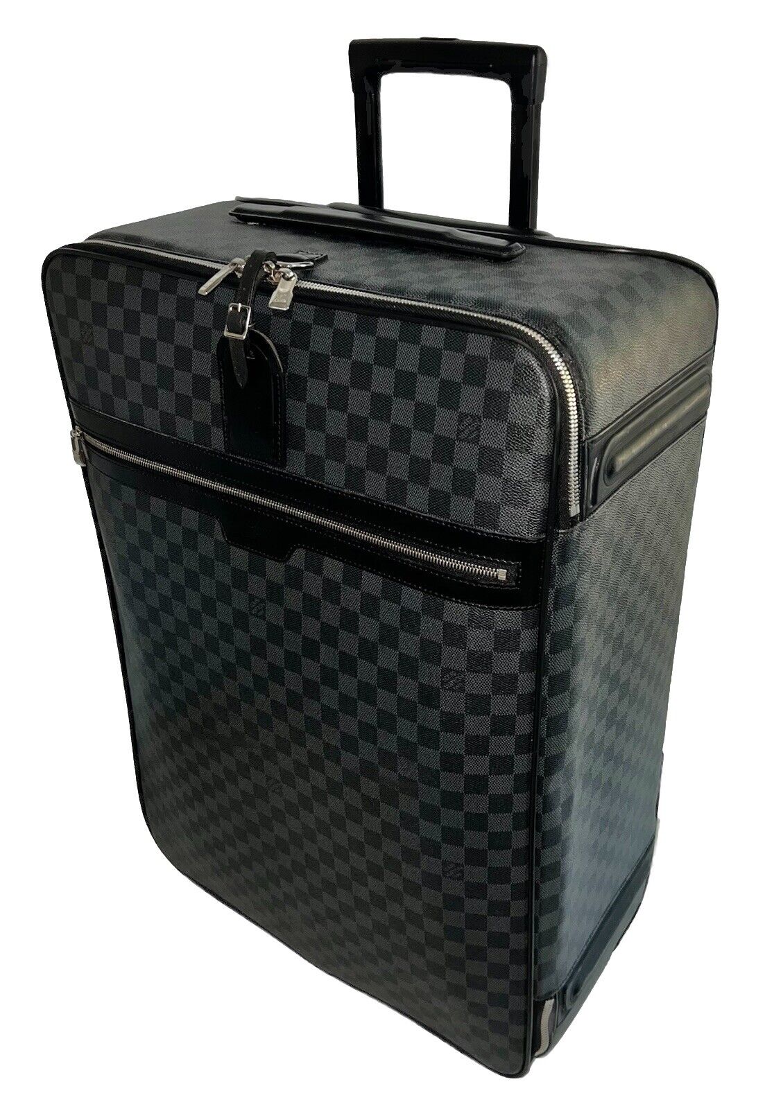 Louis Vuitton Pegase 65 Graphite Suitcase Unisex Luggage Bag Silvertone COA