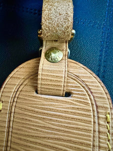 Louis Vuitton Luggage Name Tag Epi Beige Leather Large Pristine