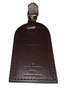 Louis Vuitton Brown Name Tag w/ JUN Initials Large Damier Ebene Goldtone