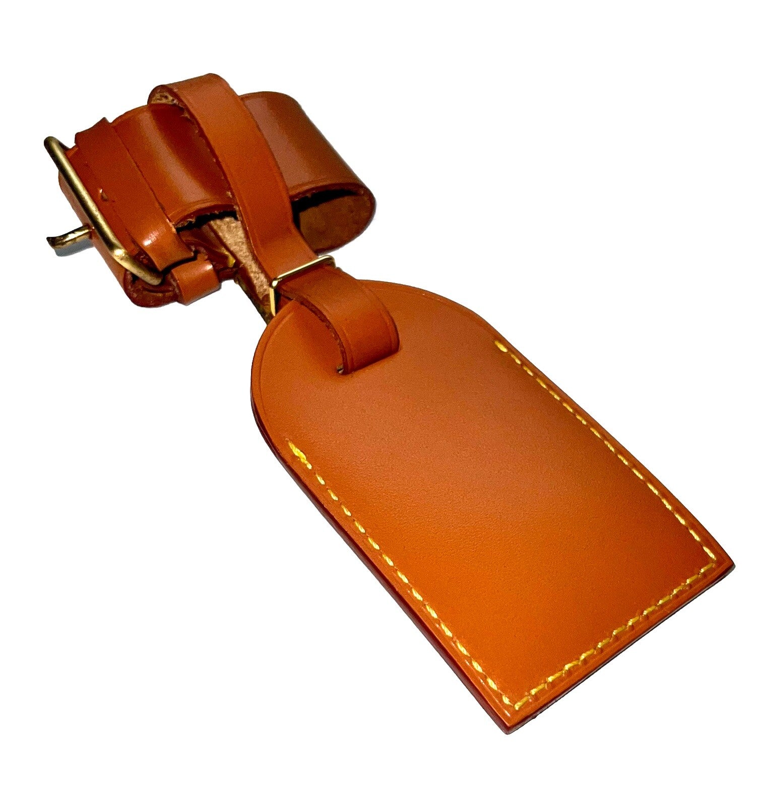 Rare Louis Vuitton Cognac Calfskin Leather Tag w/ Strap 1 Set- France