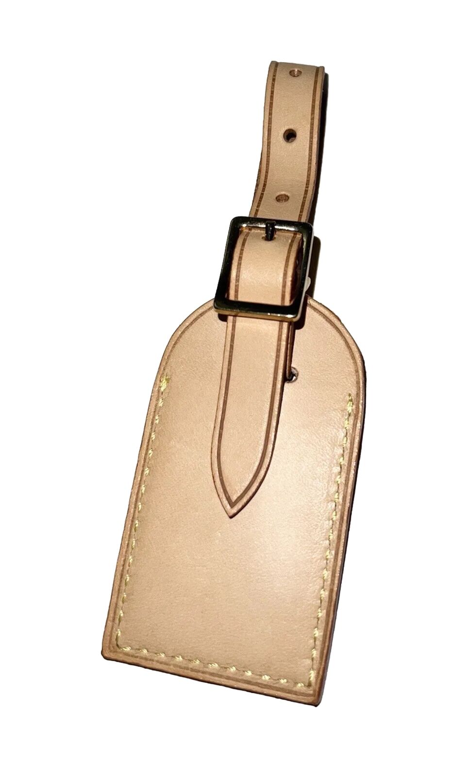 Louis Vuitton Name Tag w/ JT Initials Goldtone - Natural Vachetta Small
