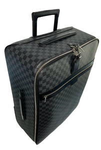 Louis Vuitton Pegase 65 Graphite Suitcase Unisex Luggage Bag Silvertone COA