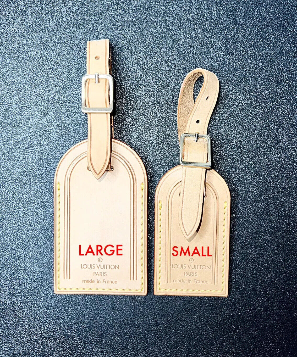 Louis Vuitton Luggage Tag Natural Vachetta w/ Strap Poignet Goldtone - 1 Set