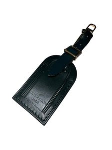 Louis Vuitton Winter Green Leather ID Tag Small Goldtone Rare “Blank”