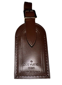 Louis Vuitton Damier Ebene Leather Tag  Small Brown Bag Charm Name Tag France