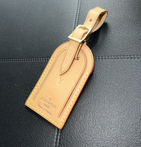 Louis Vuitton ID Name Tag w/ Y  Initials Goldtone - Beige Large France