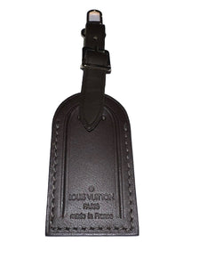Louis Vuitton ID Name Tag ST Initials Dark Brown Leather TS Goldtone Small
