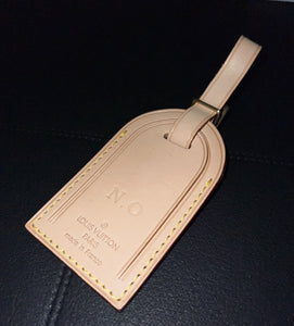 Louis Vuitton ID Name Tag w/ NO Initials Goldtone ON- UEC Beige UEC France