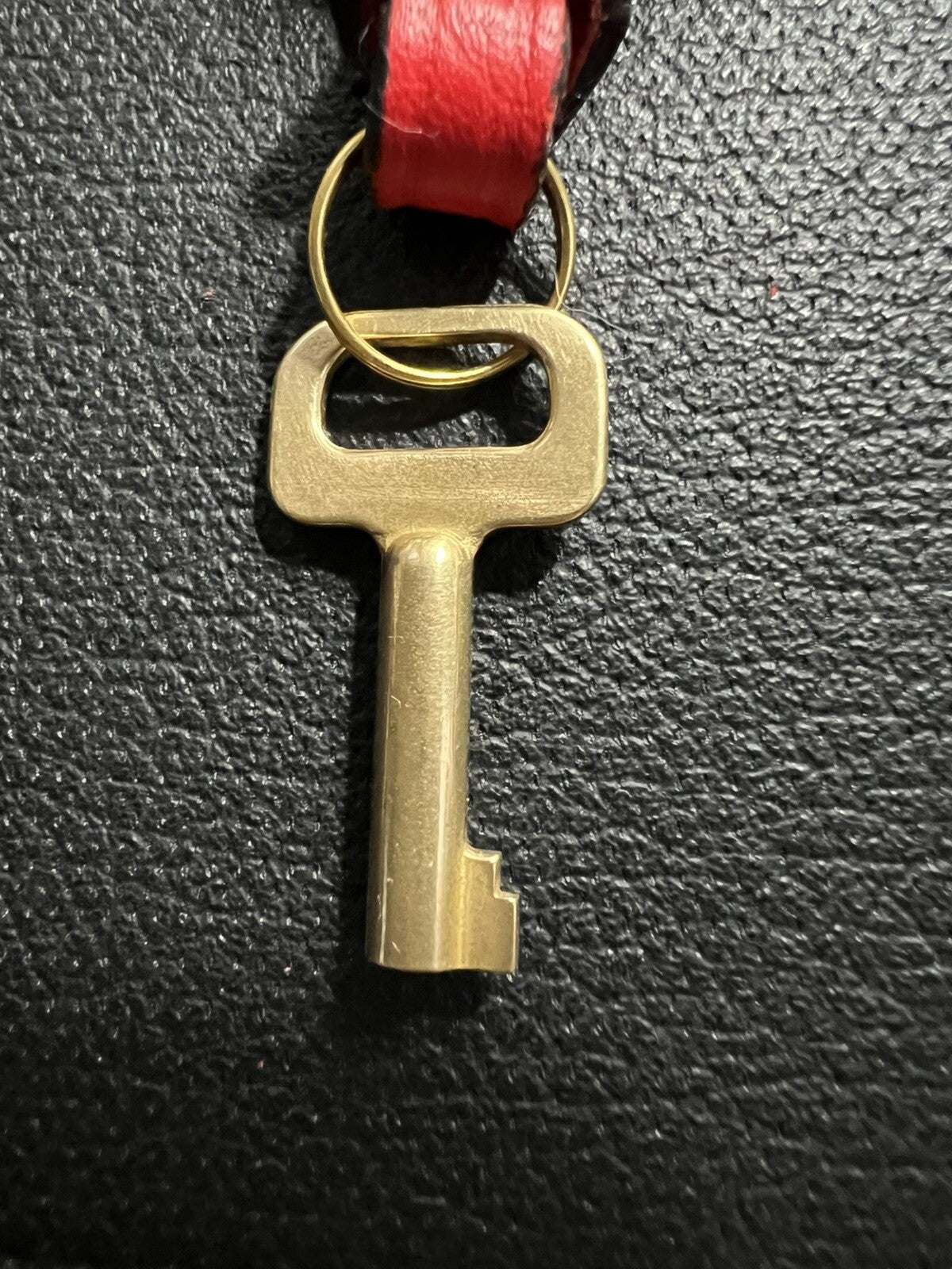 Louis Vuitton PARIS Red Clochette Keybell Leather w/ Skeleton Key