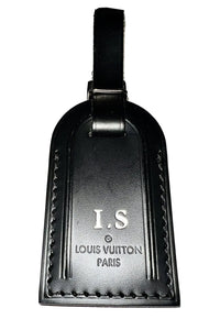 Louis Vuitton Leather Name Tag w/ IS Initials Black Small - Silvertone UEC