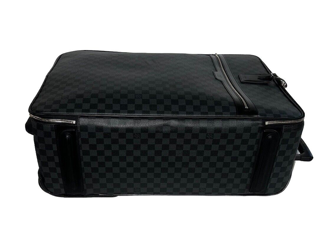 Louis Vuitton Pegase 65 Graphite Suitcase Unisex Luggage Bag Silvertone COA