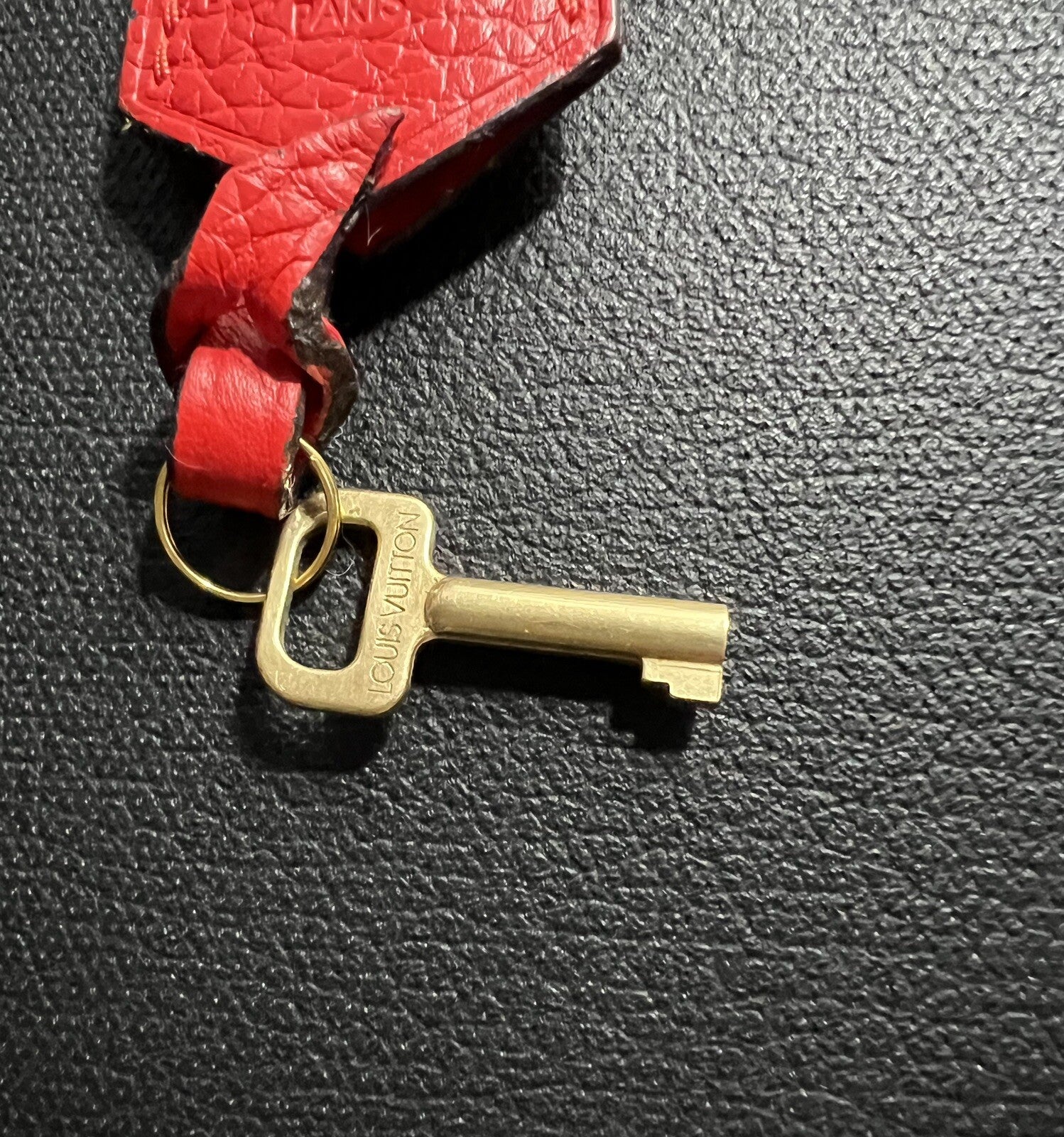 Louis Vuitton PARIS Red Clochette Keybell Leather w/ Skeleton Key