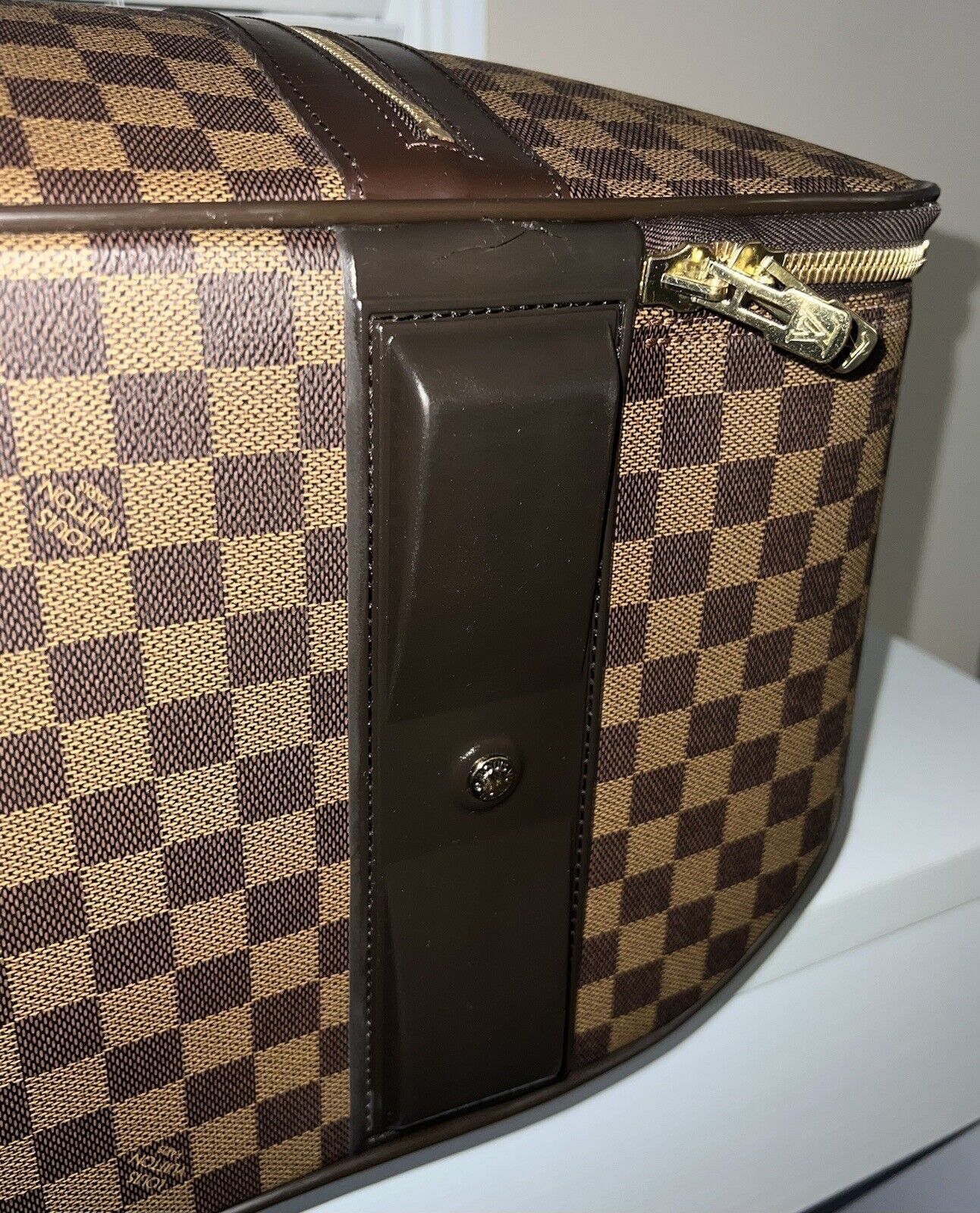 Louis Vuitton Pegase Suitcase Bag w/ Garment Strap Lock Damier Ebene Luggage