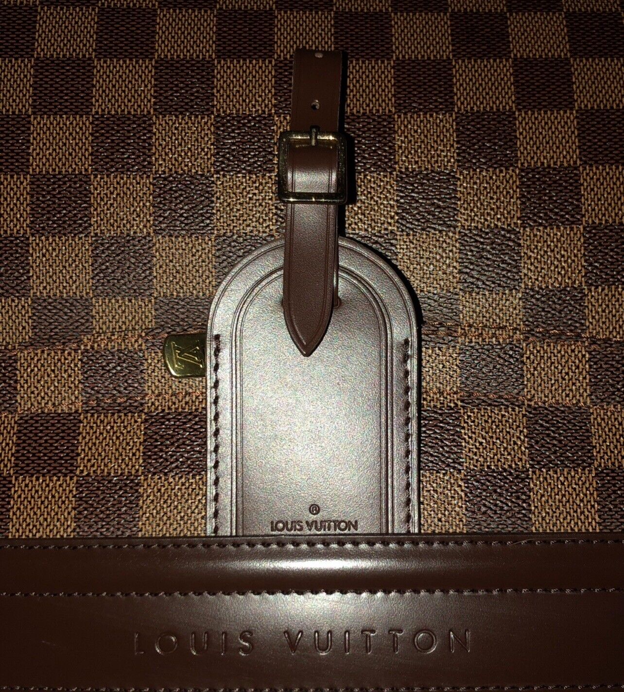 Louis Vuitton Name Tag Damier Ebene Leather Goldtone 🔥 Blank