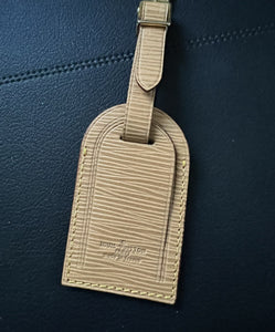 Louis Vuitton Luggage Name Tag Epi Beige Leather Large Pristine