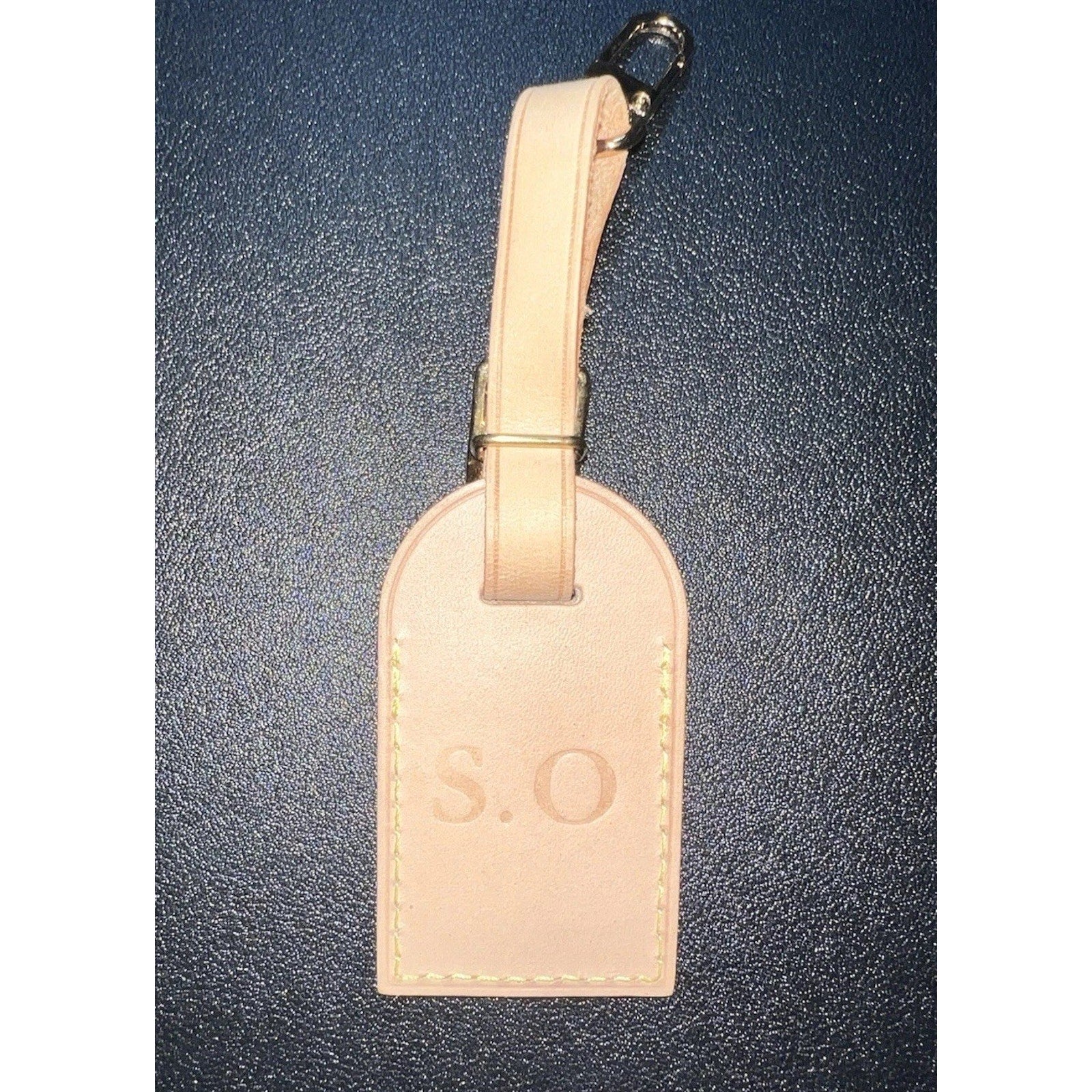 Louis Vuitton Paris Name Tag w/ SO Embossed Light Vachetta Beige Natural Small