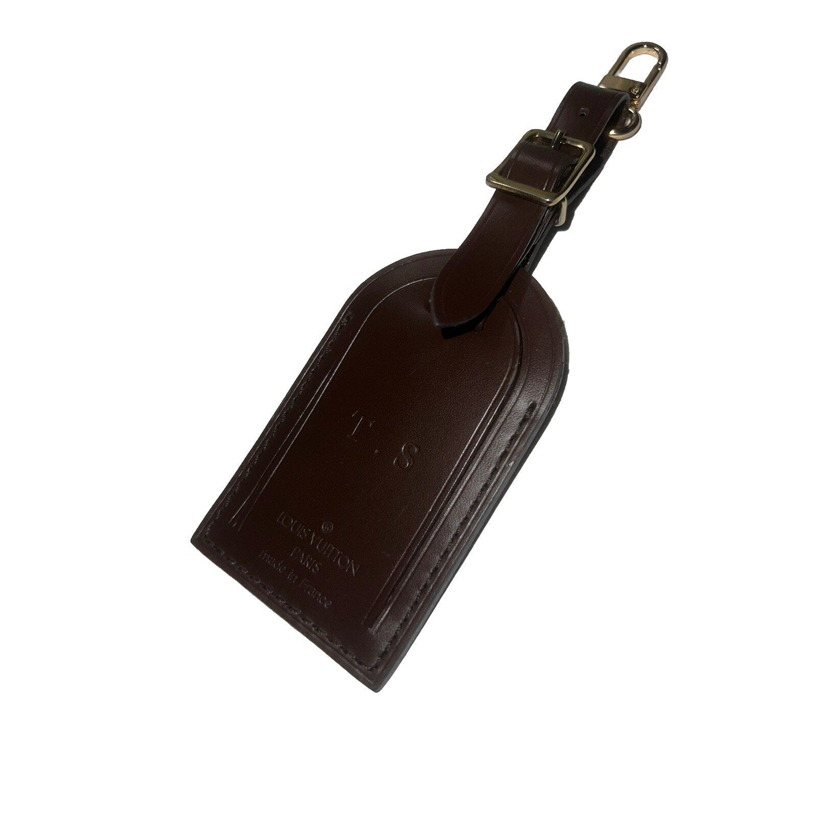 Louis Vuitton TS Name Tag Damier Ebene Goldtone 🇫🇷 UEC