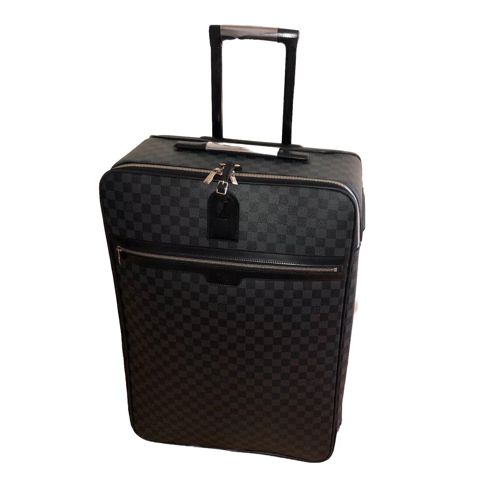 Louis Vuitton Pegase 65 Graphite Suitcase w/ Silvertone Garment Bag Pristine