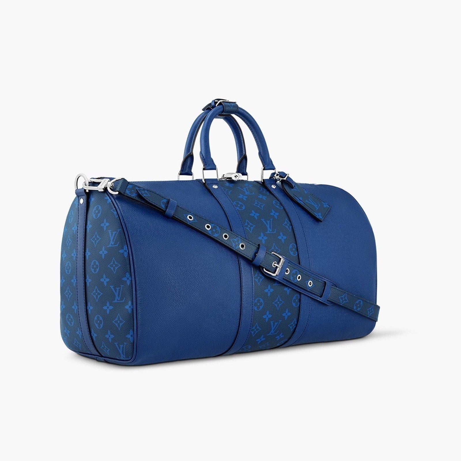 Louis Vuitton Blue Leather Tag Goldtone Buckle Large France Toledo