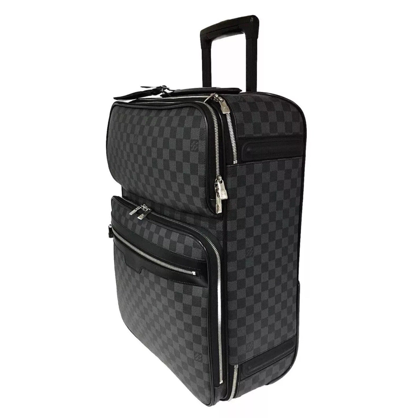 Louis Vuitton Pegase 55 Suitcase Graphite Bag Silver tone w/ Garment Bag