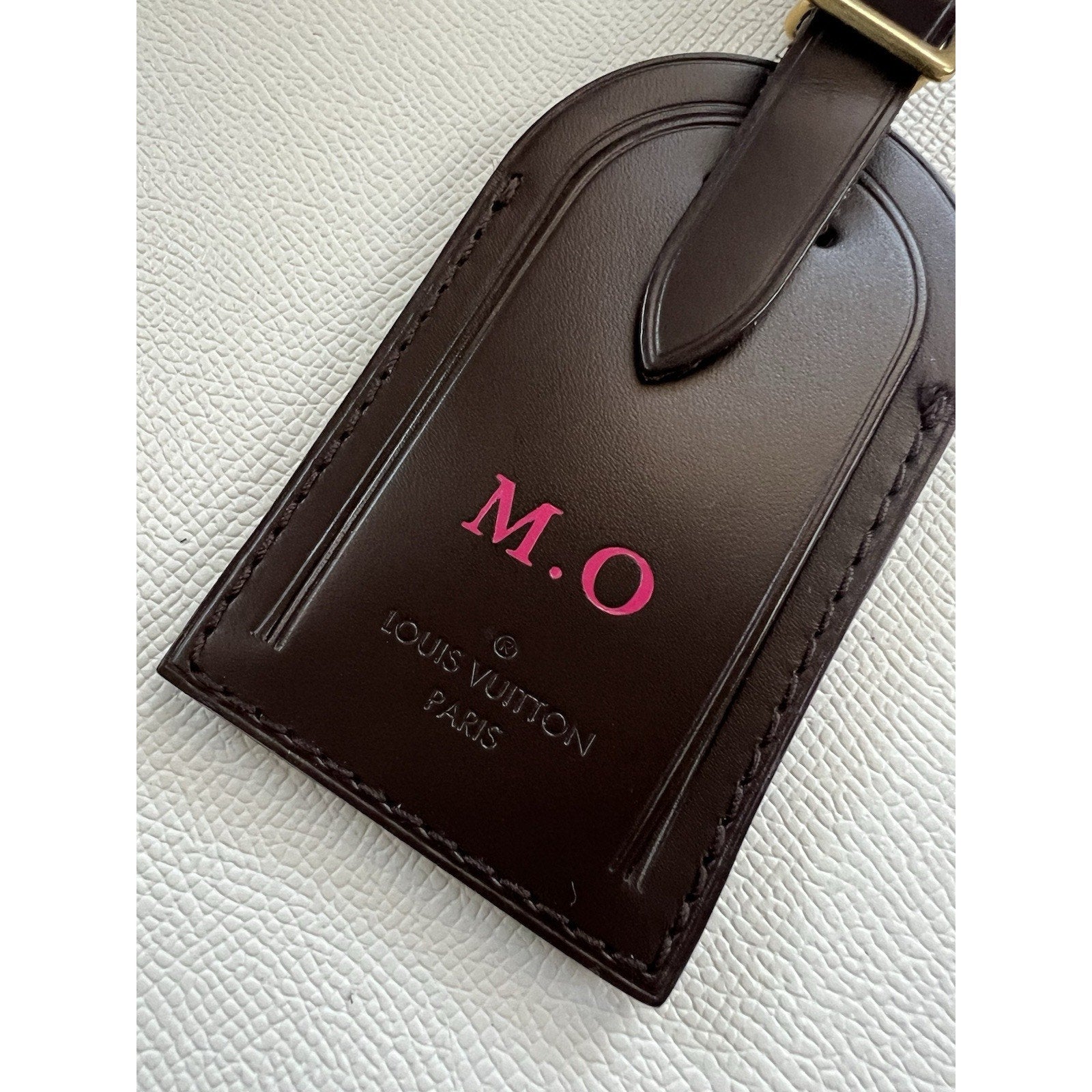 Louis Vuitton Paris Name Tag w/ MO Initials Damier Ebene Goldtone