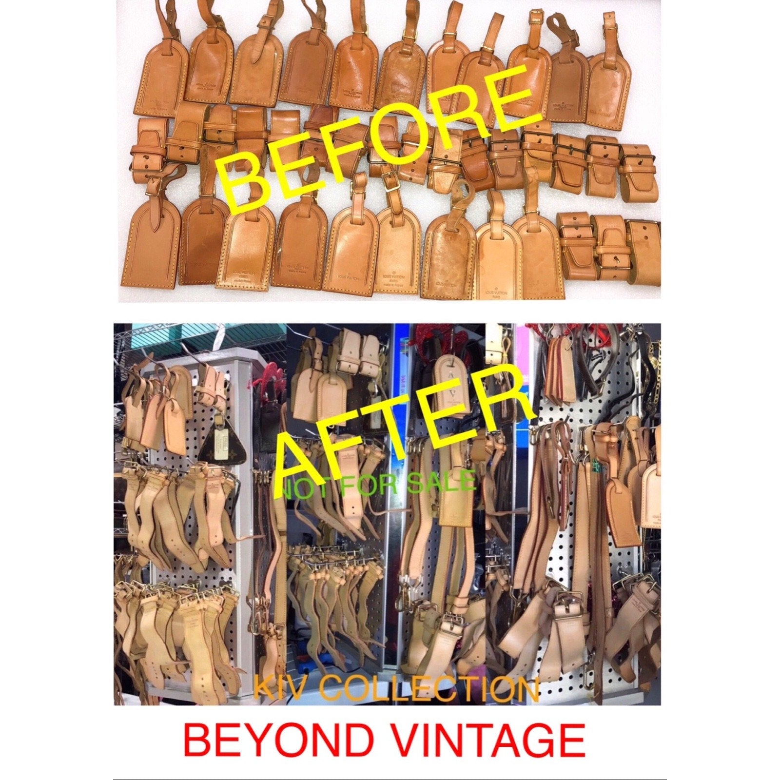 Louis Vuitton Name Tag Beige w/ Strap 1 Set AUTHENTIC Poignet Small