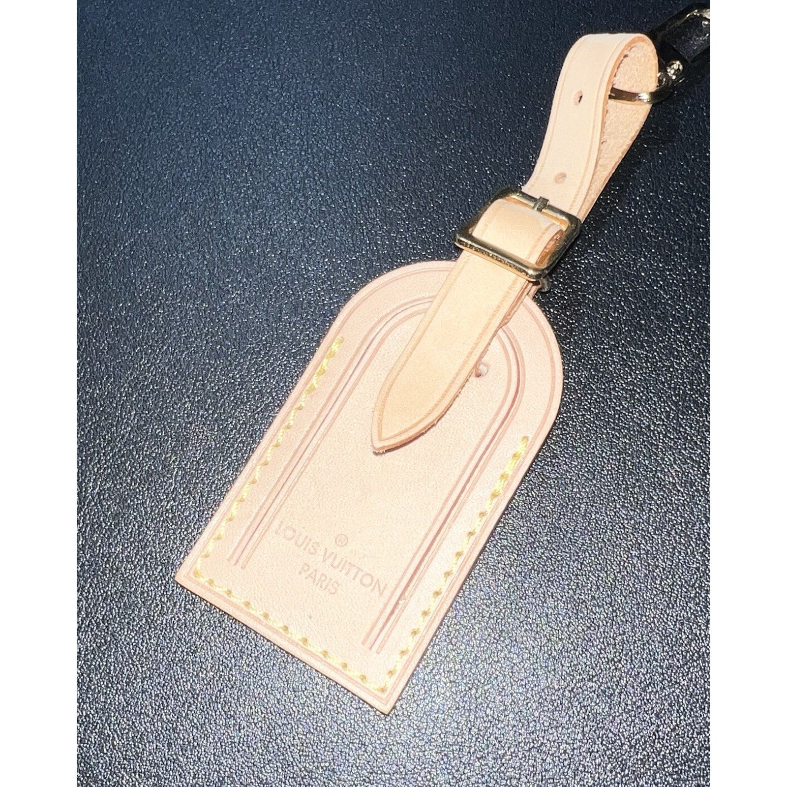 Louis Vuitton Paris Name Tag w/ SO Embossed Light Vachetta Beige Natural Small