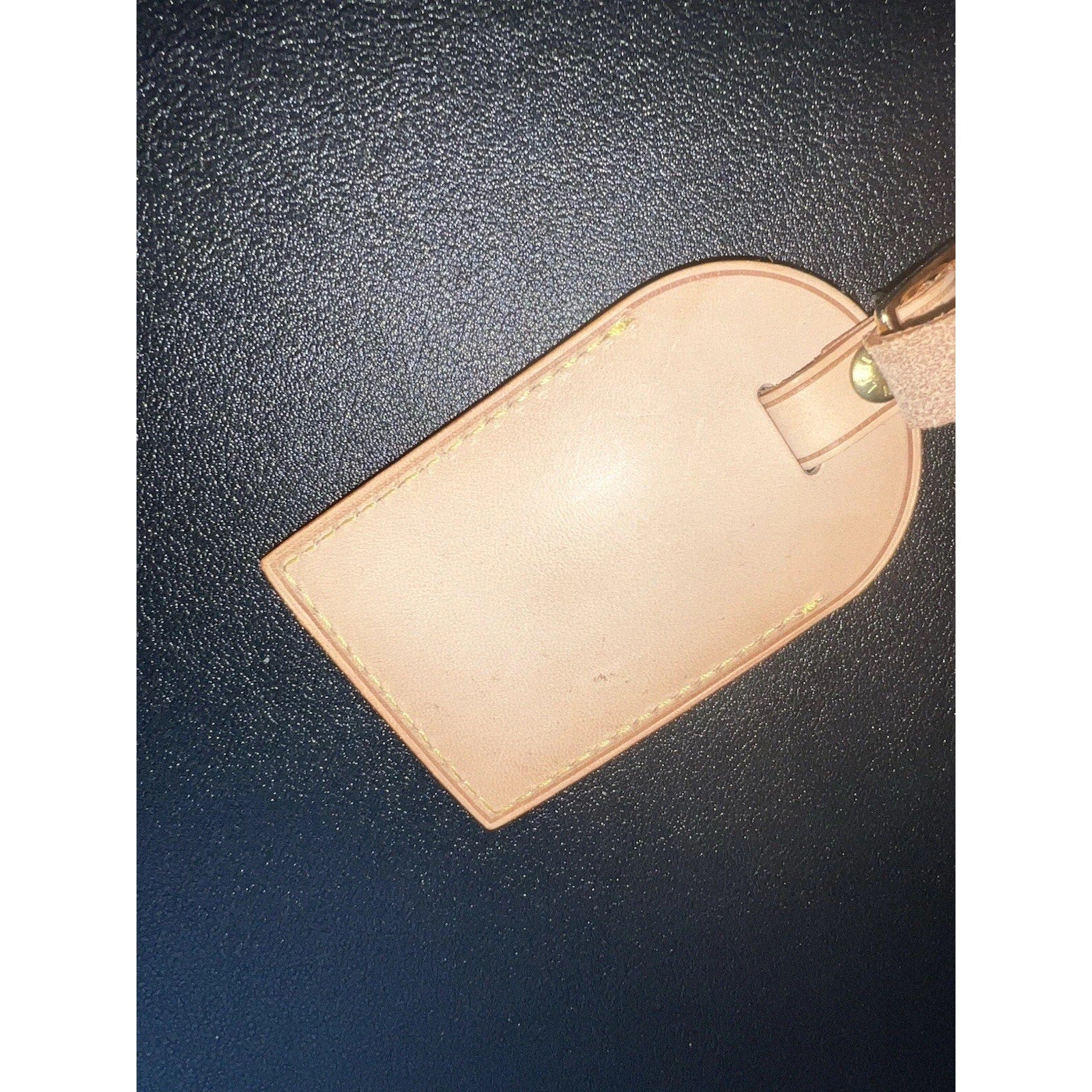 Louis Vuitton Name Tag w/ T A Embossed Initials Goldtone - Beige Vachetta