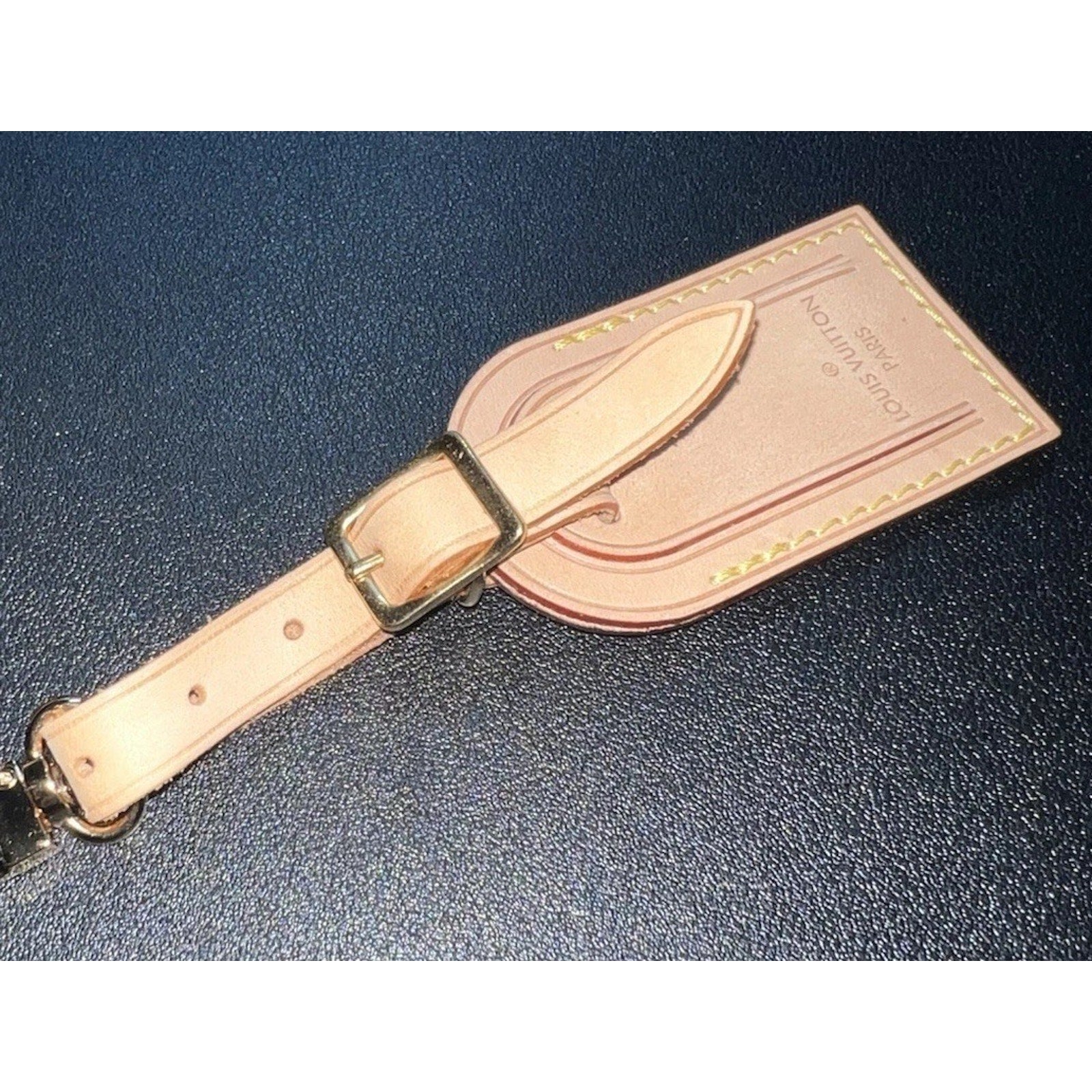 Louis Vuitton Paris Name Tag w/ SO Embossed Light Vachetta Beige Natural Small
