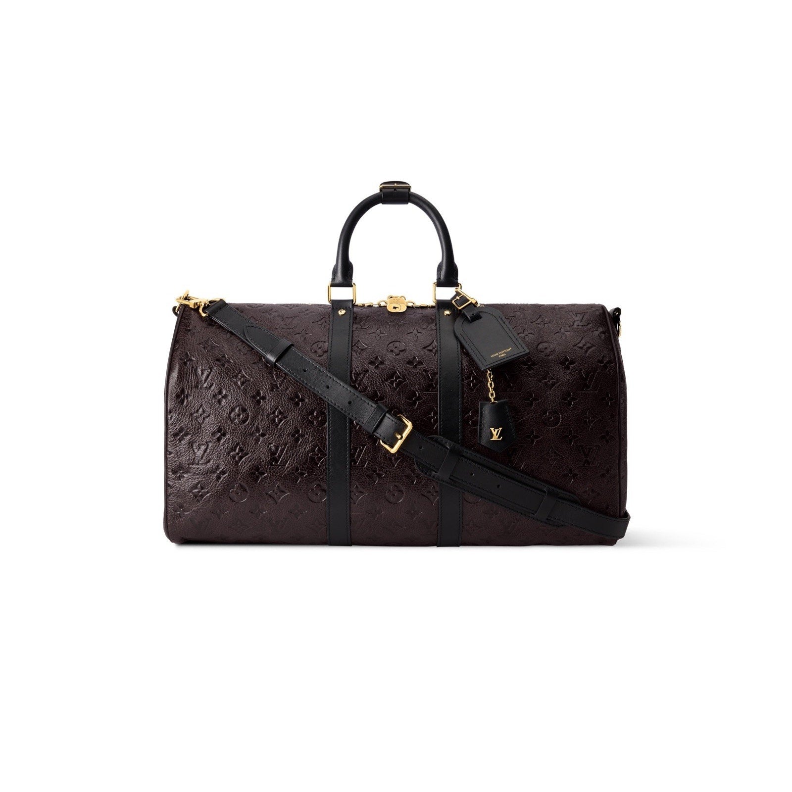 Louis Vuitton Black Name Tag w/ H F Initials Small Goldtone Mint