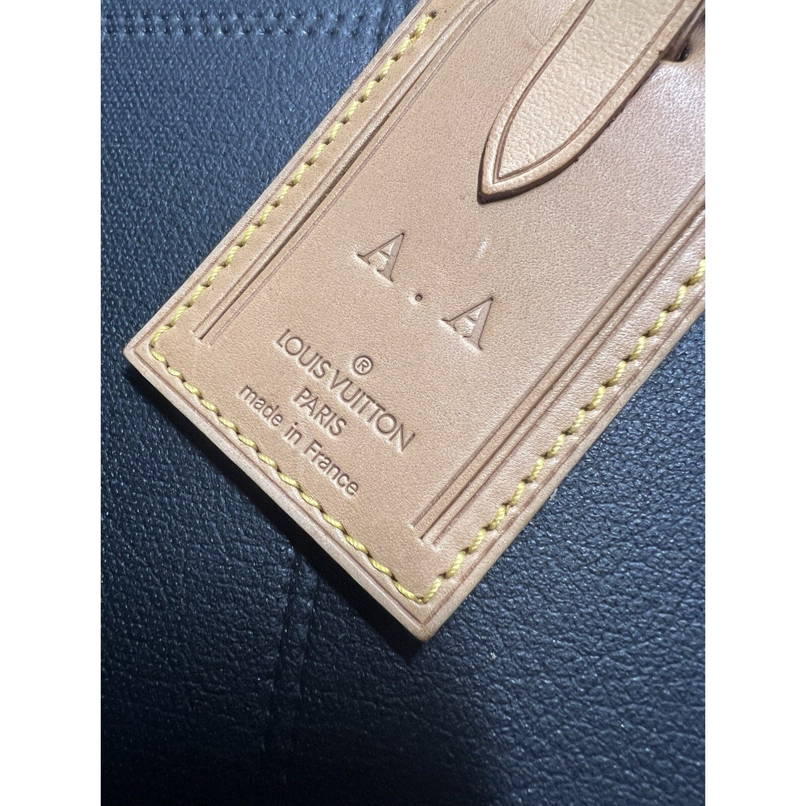 Louis Vuitton Name Tag AA Stamped Initials Goldtone - Natural Vachetta