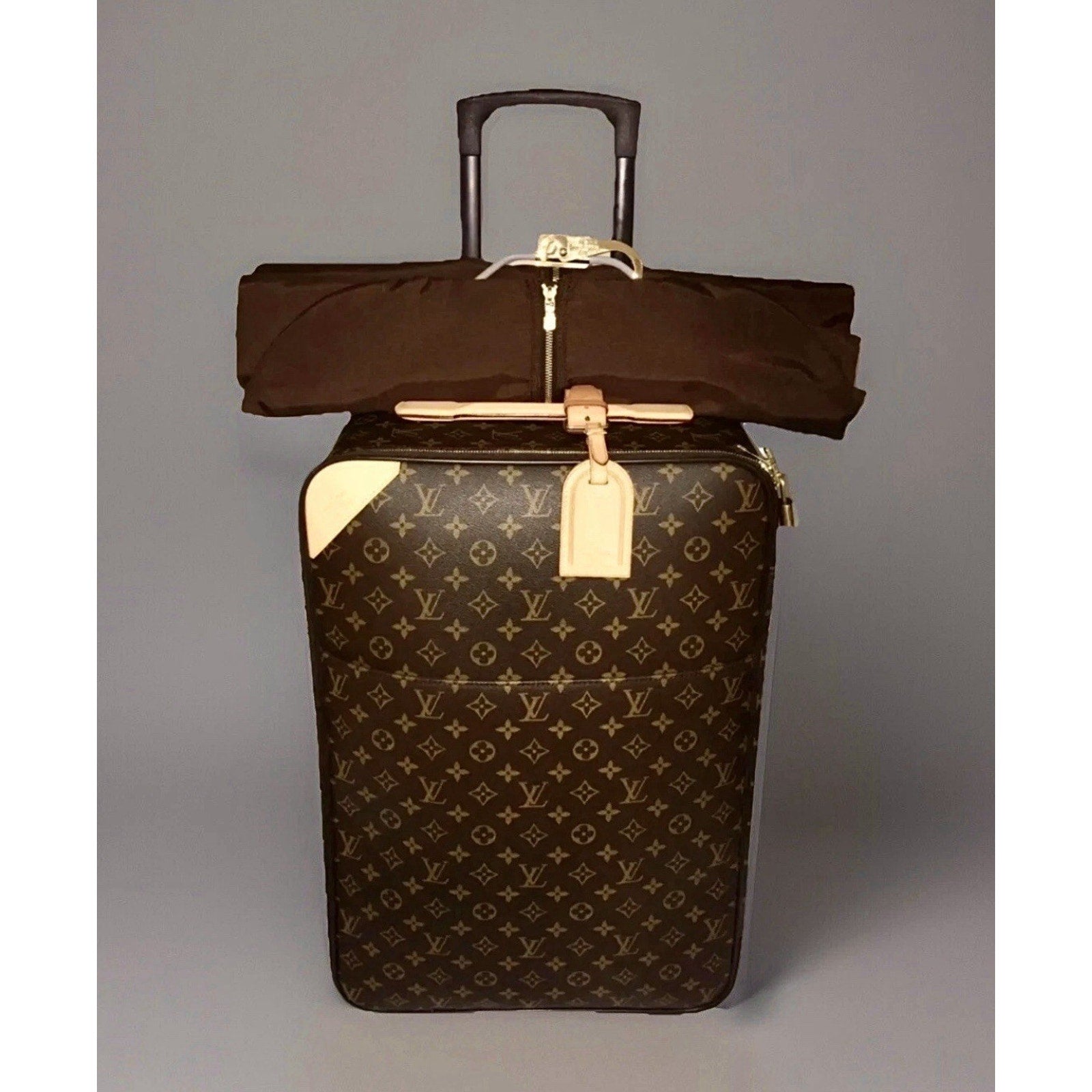 Louis Vuitton Pegas Monogram Suitcase Bag w/ COA Garment Hanger Lock LV Tag