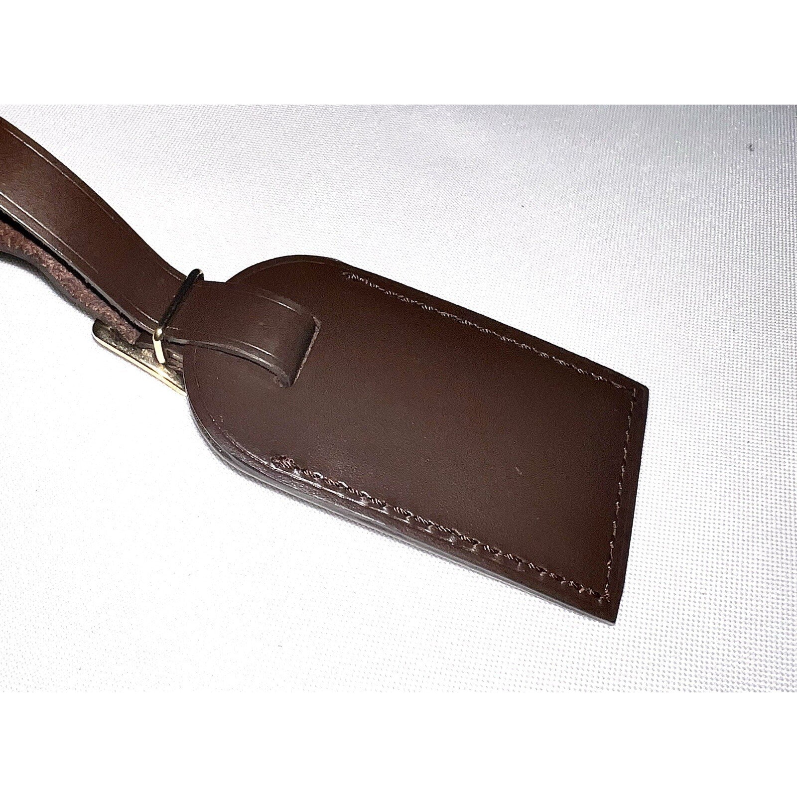 Louis Vuitton Damier Ebene Leather Tag Small Brown Bag Charm Name Tag France