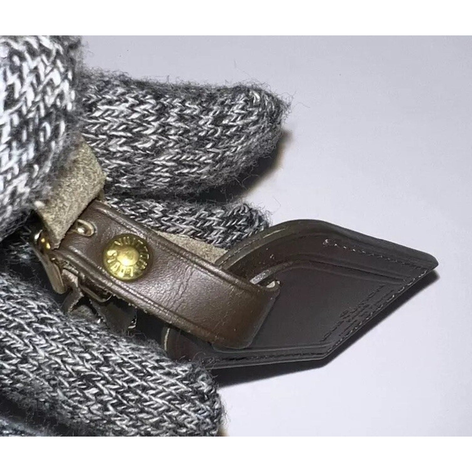 Louis Vuitton Luggage Name Tag ST Initials Brown Leather TS Goldtone Small