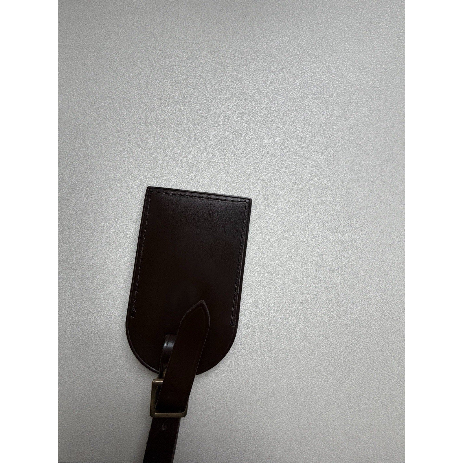 Louis Vuitton Luggage Tag w/ IT Initials Gold-tone Leather Damier Ebene Brown