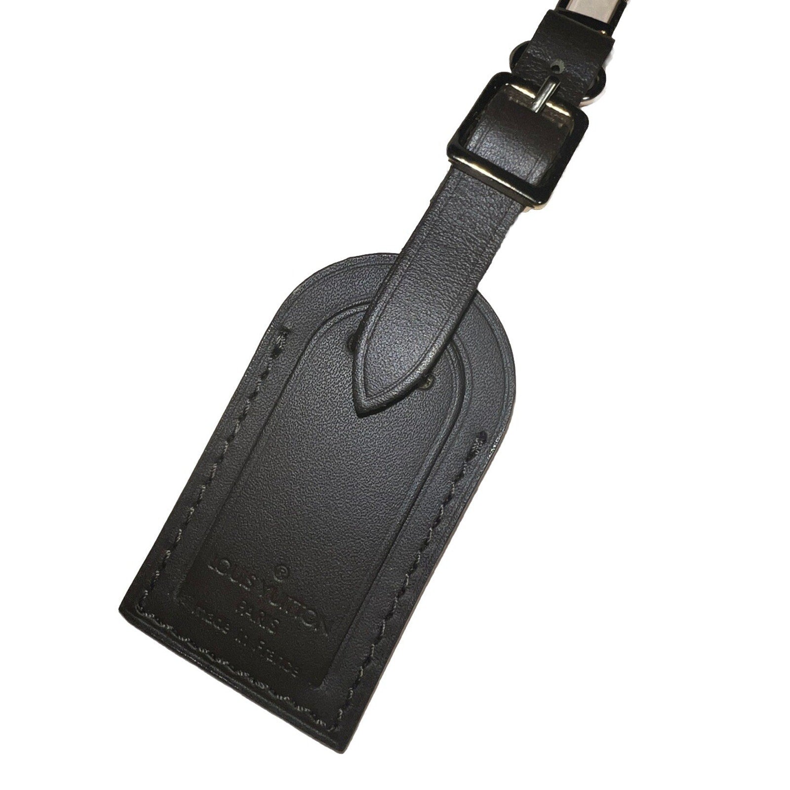 Louis Vuitton Name Tag Buttery Soft Laather Black Brown Small Goldtone