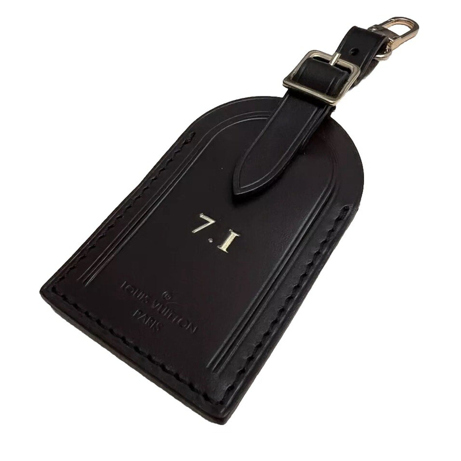 RARE Louis Vuitton 71 ID Name Tag Damier Ebene Goldtone July 1 UEC