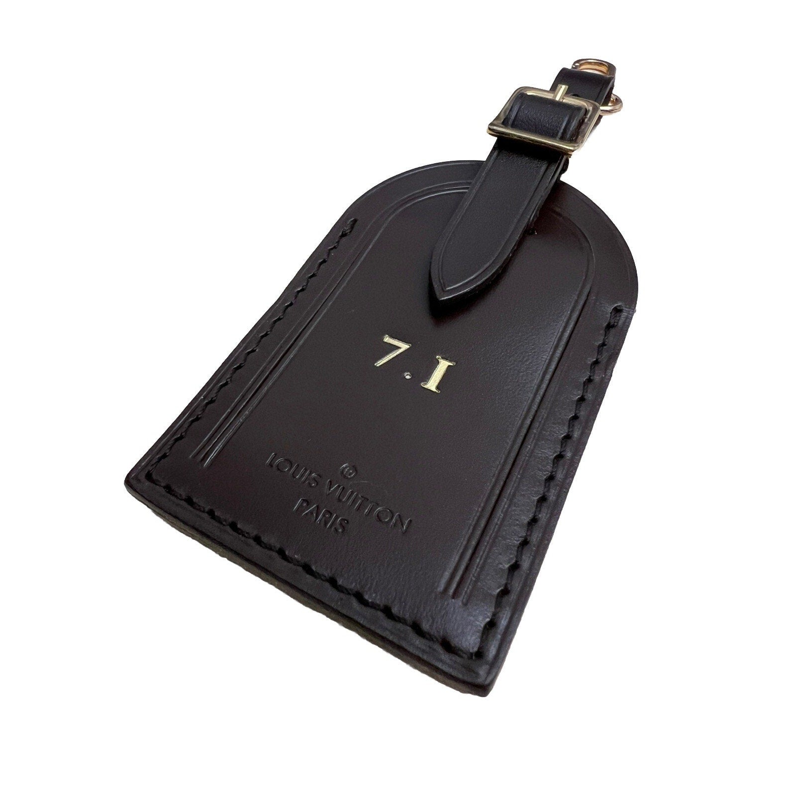 RARE Louis Vuitton 71 ID Name Tag Damier Ebene Goldtone July 1 UEC
