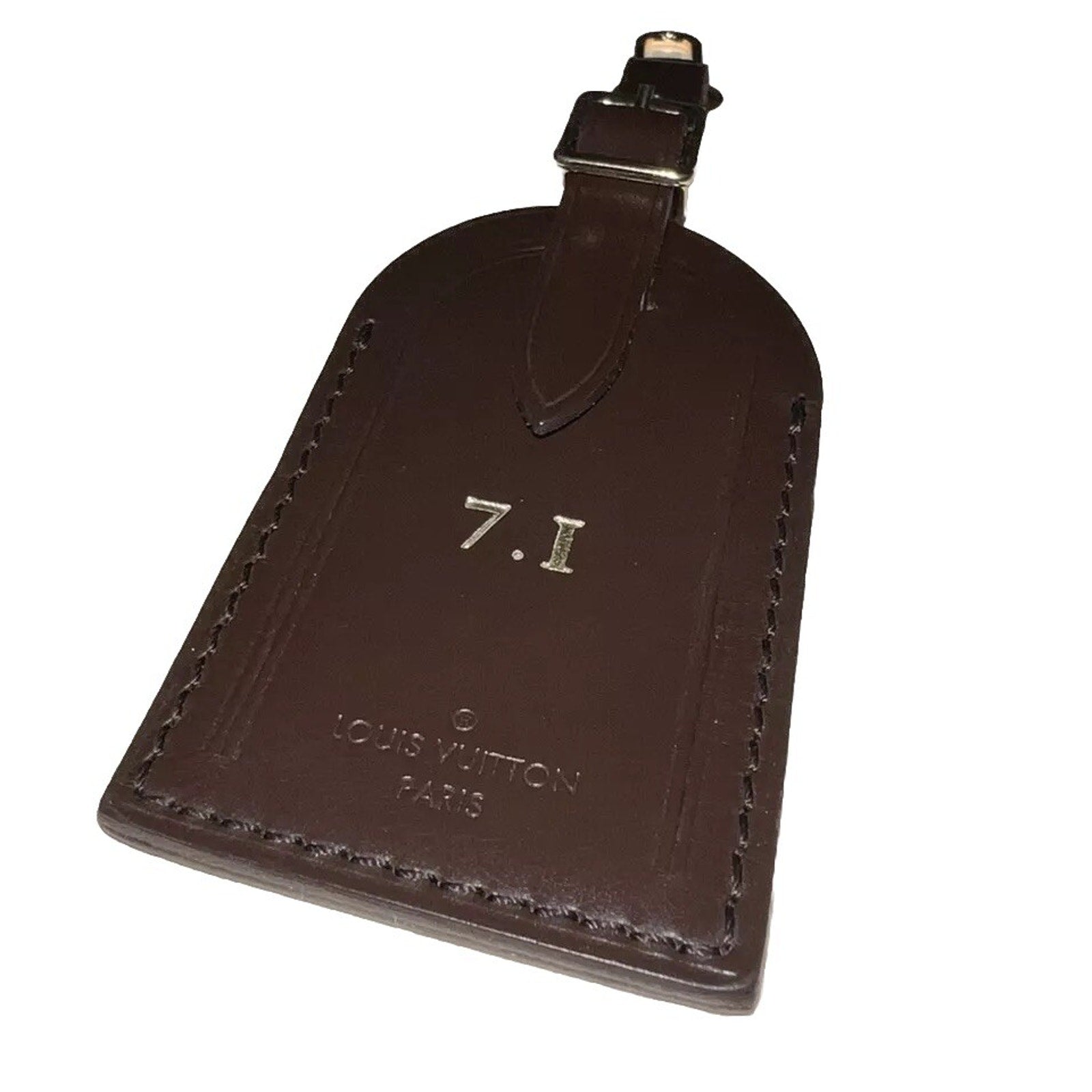 RARE Louis Vuitton 71 ID Name Tag Damier Ebene Goldtone July 1 UEC